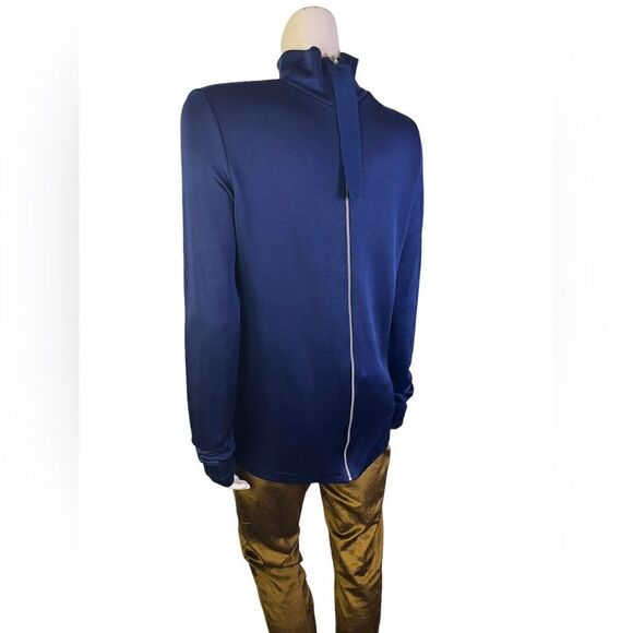 C.O.S. (Collection of Style) L/S Navy Mock Neck Knit Top w/Back Zip NWOT - Picture 2 of 5